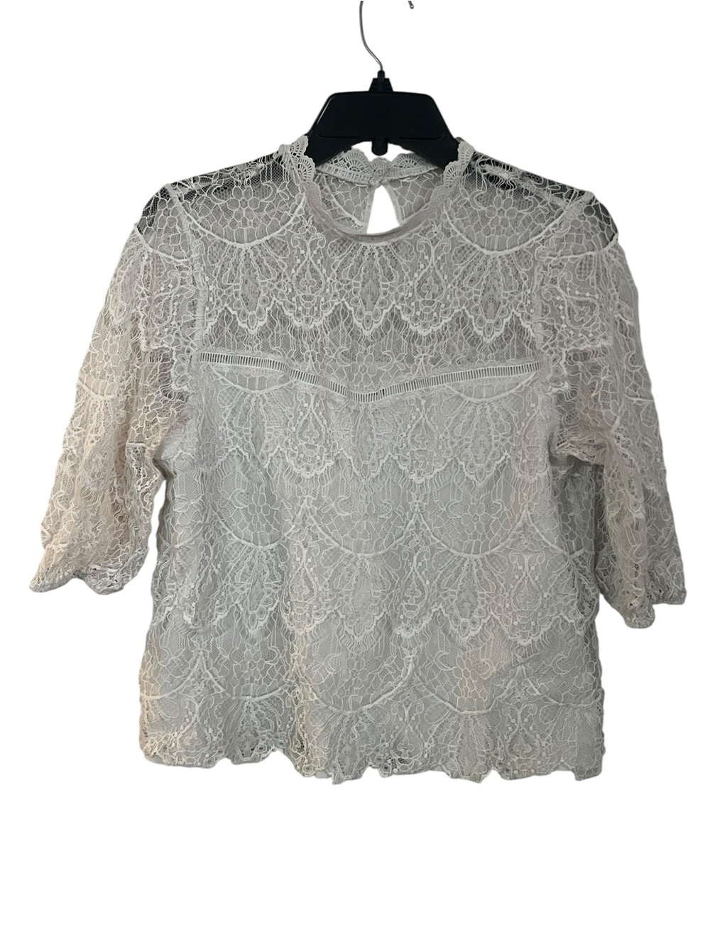 Lace High-Neck Blouse - White
